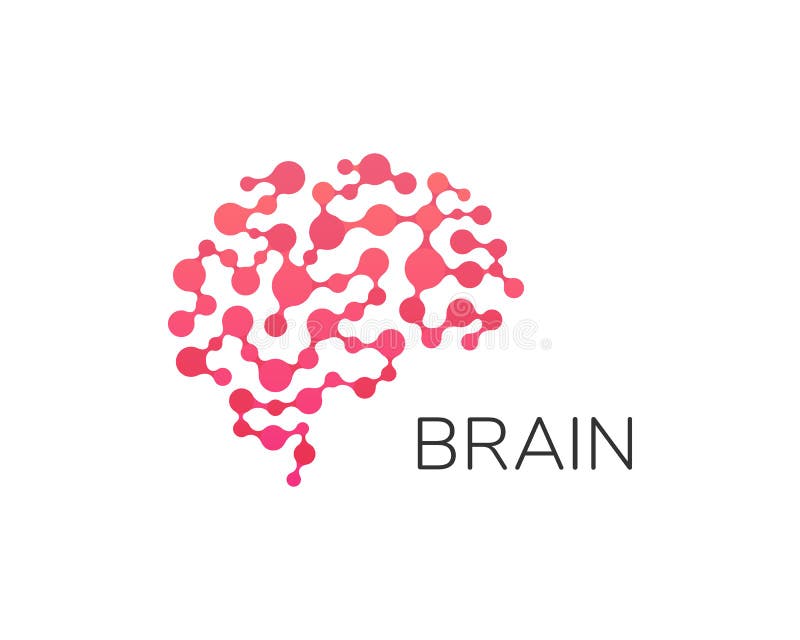 Human brain logo. Neural network, memory atlas, minimal design vector logo. Artificial intelligence royalty free illustration