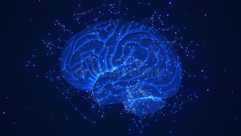 Human brain and machine intelligence royalty free illustration