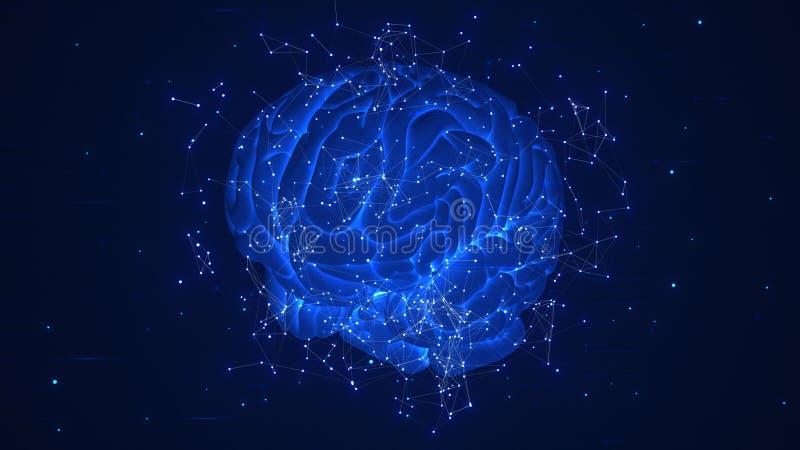 Human brain and machine intelligence royalty free illustration