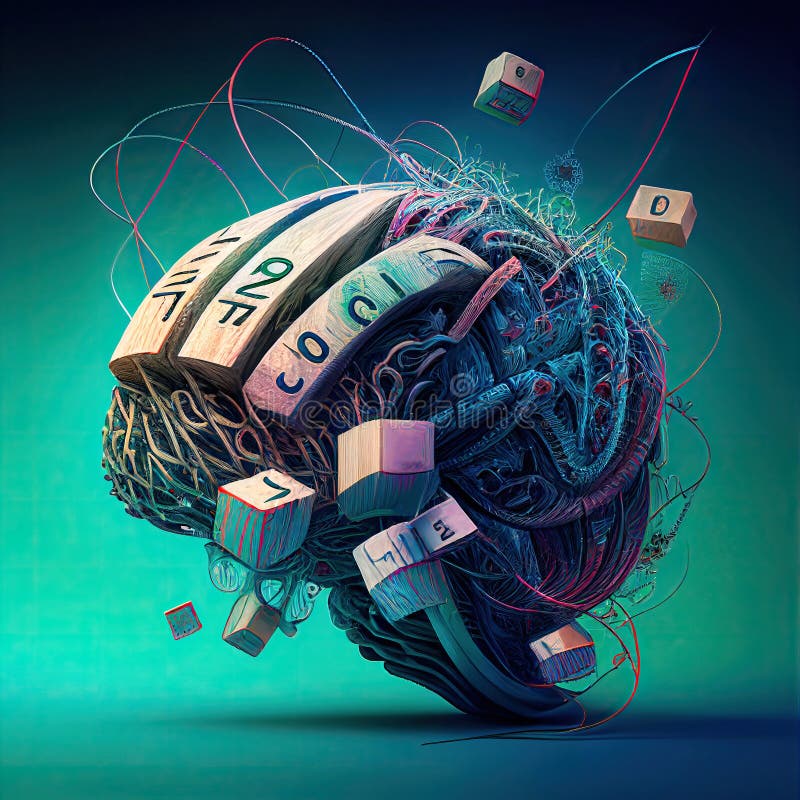 Human brain with math signs royalty free illustration