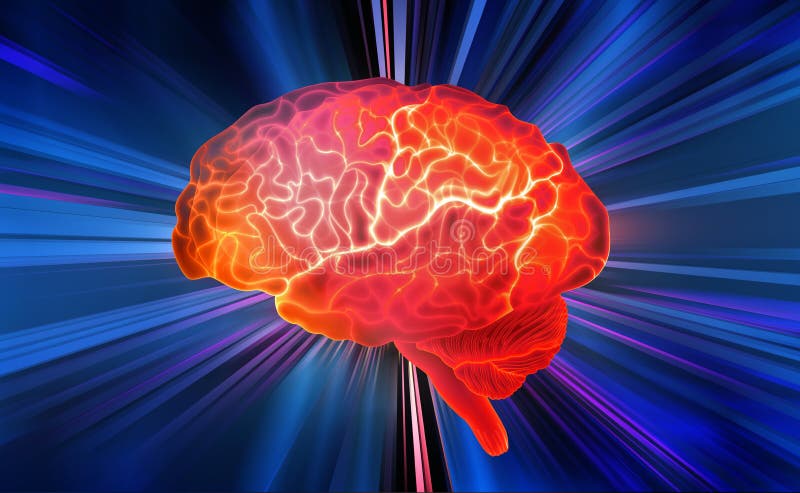 Human brain. Neural network. Computer mind. Modern design concept on the topic of artificial intelligence royalty free illustration