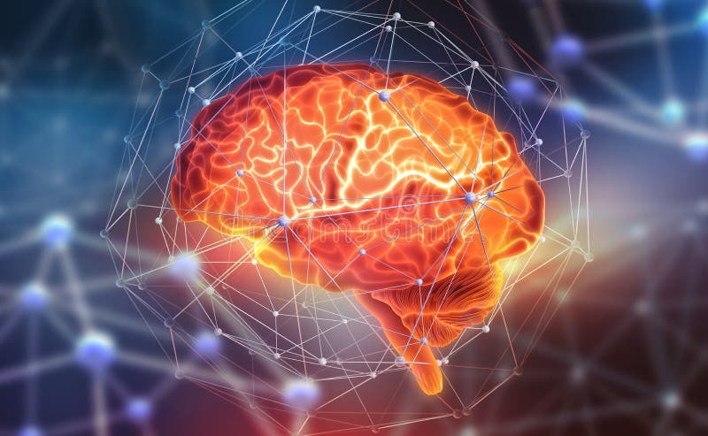 Human brain. Neural networks and artificial intelligence vector illustration