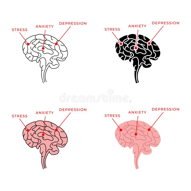 The Human Brain is Prone To Stress, Anxiety and Depression Stock Vector ...