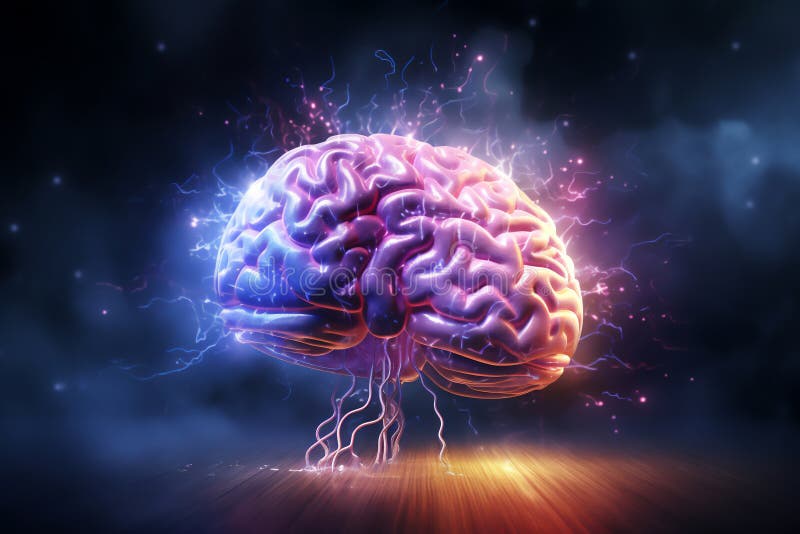 Human brain showing Intelligent thinking processing through the concept of a neural network vector illustration