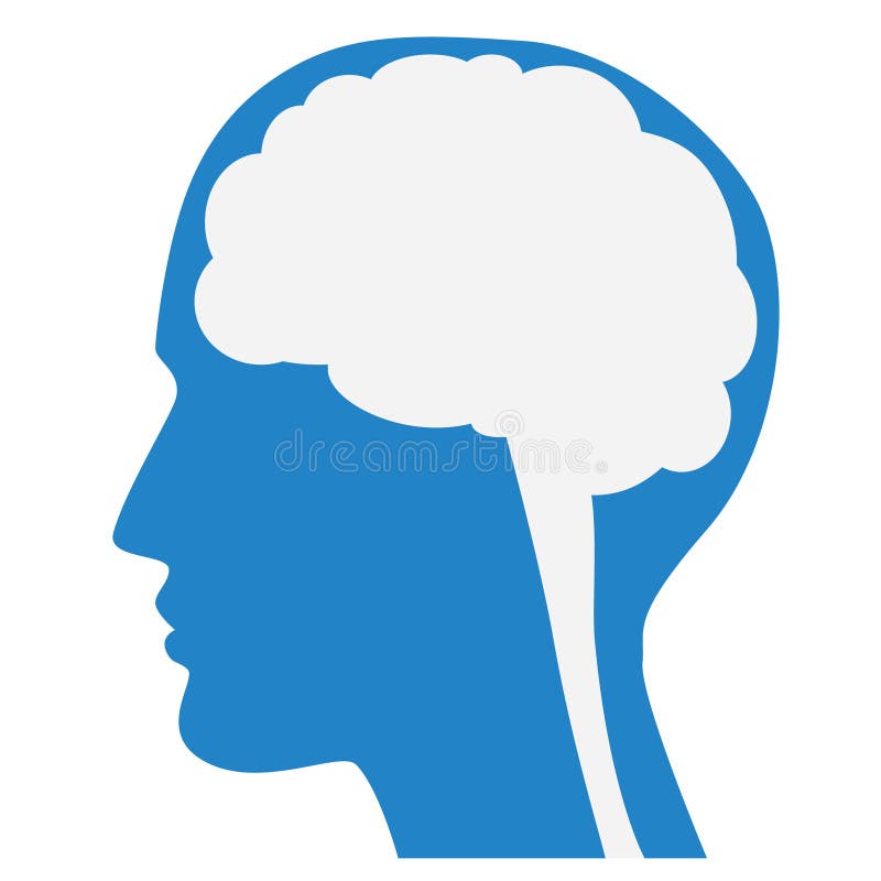 Human brain silhouette with blue face profile. vector illustration Human brain silhouette with blue face profile. vector illustration