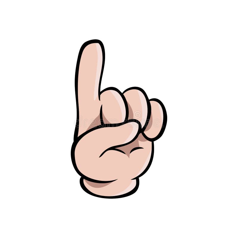 Human cartoon hand showing one finger stock illustration