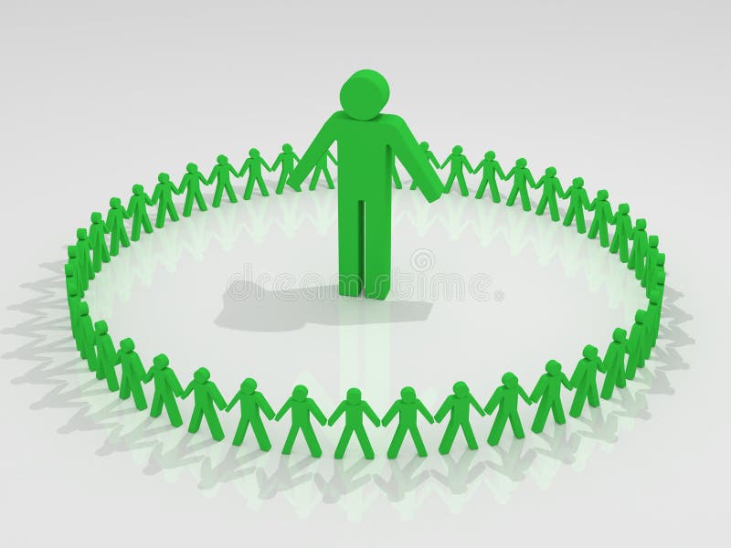 Human circle with leader inside