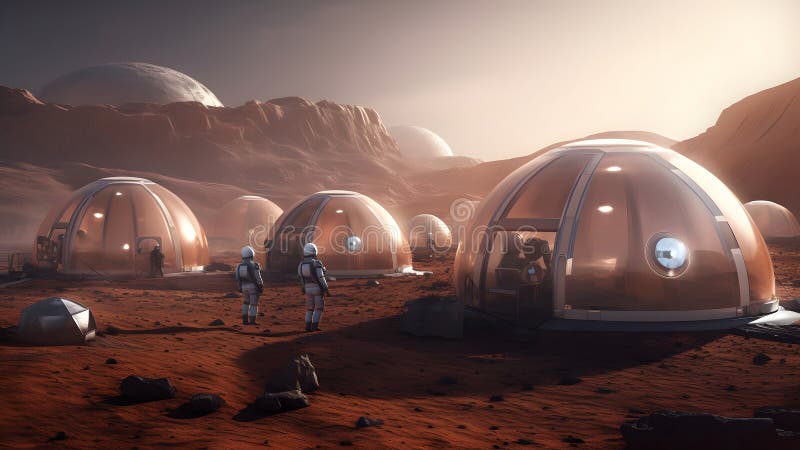 First Human Colony on Mars, Neural Network Generated Image Stock ...