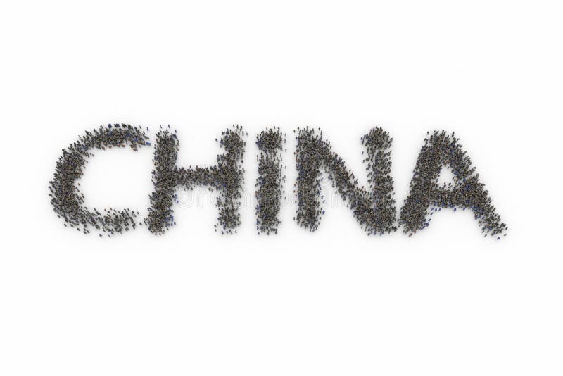 Human Crowd Forming CHINA stock illustration
