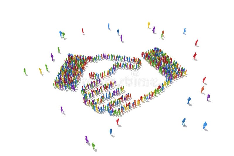 Human Crowd Forming A Handshake symbol royalty free illustration