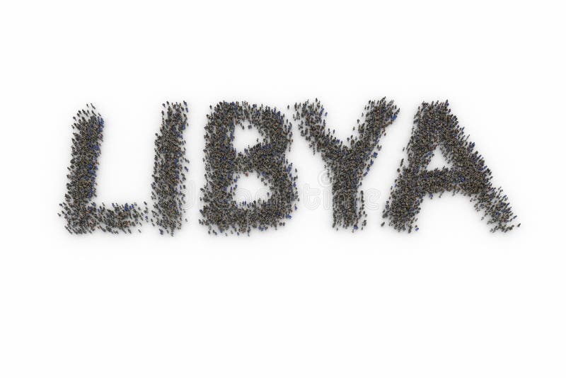 Human Crowd Forming LIBYA vector illustration