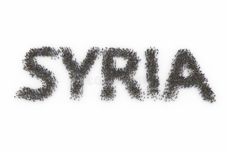Human Crowd Forming SYRIA stock illustration