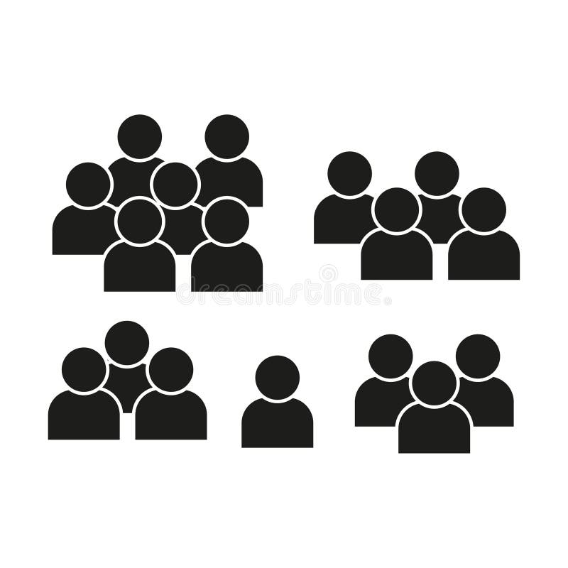 Human crowd icon. Social group symbol. Diverse people silhouttes. Teamwork Vector concept. stock illustration