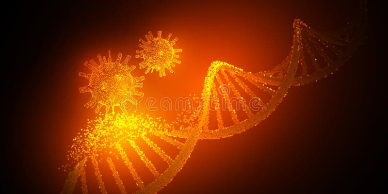 Human dna virus infection .Glowing neon DNA chain.Biotechnology, biochemistry, genetics and medicine concept.Vector