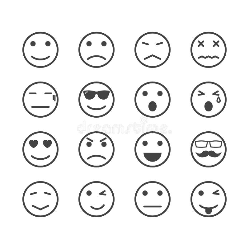 Emotion anime icon sad in simple black design Stock Vector