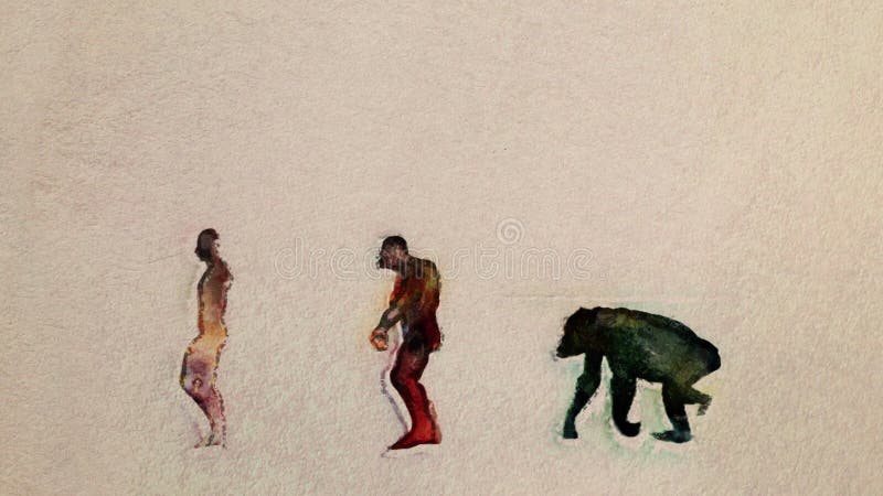 Human Evolution Timeline Painting Style Seamless Loop