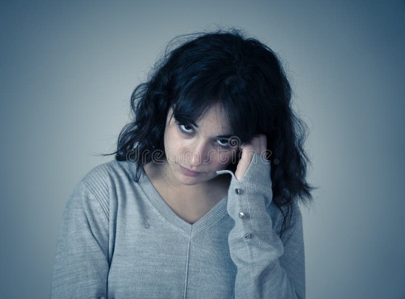 sad woman crying, looking aside on black background, closeup portrait,  profile view Stock Photo - Alamy