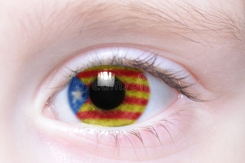 Human eye with national flag of catalonia