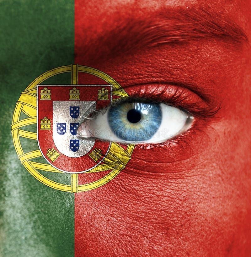 Human Face Painted With Flag Of Portugal Stock Photo Image of sign