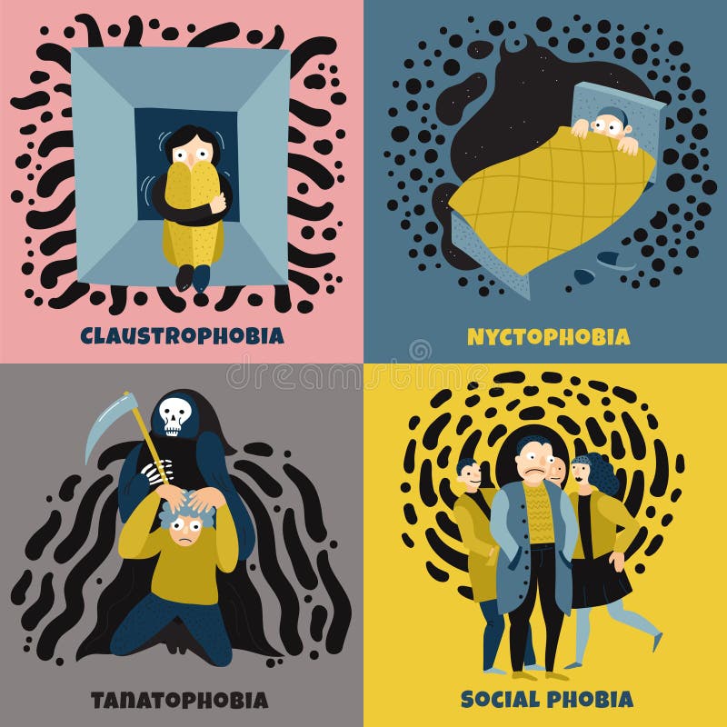 Human Fears Concept Icons Set