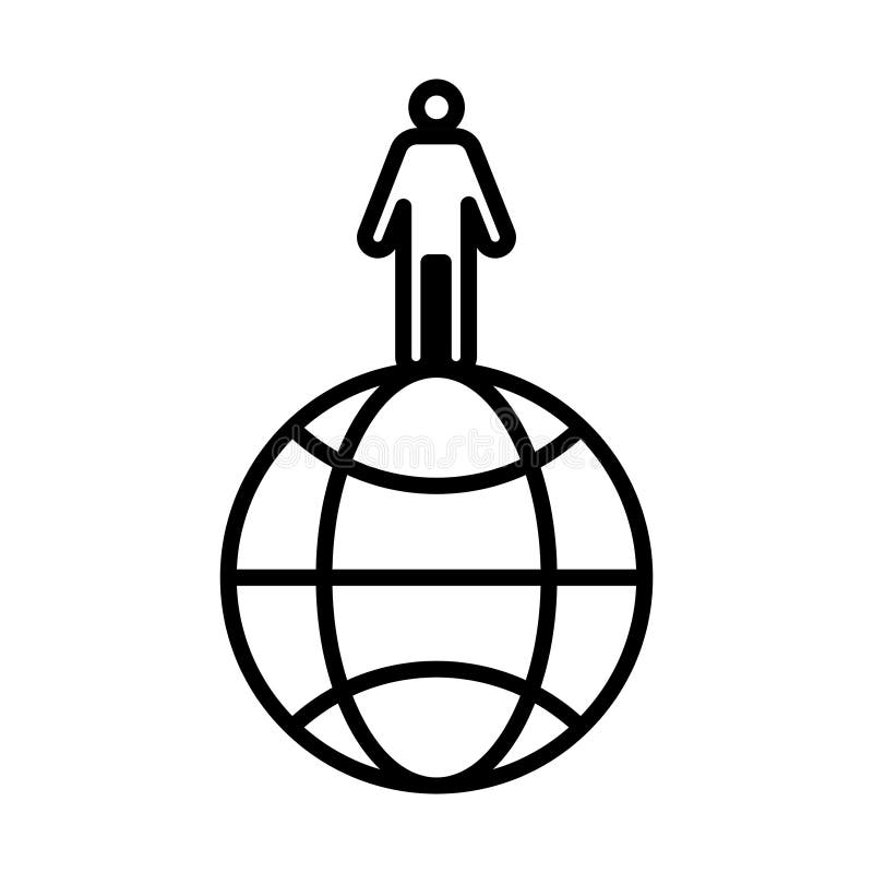 Human figure silhouette in sphere browser line style icon stock illustration