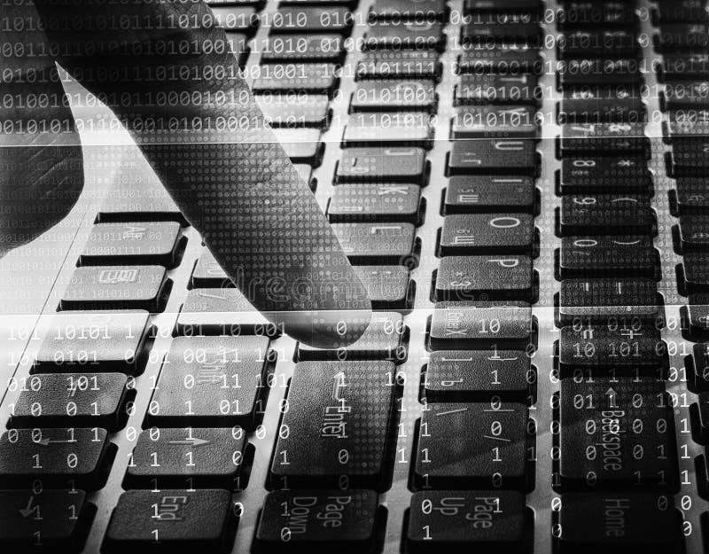 Human finger on computer keyboard vector illustration