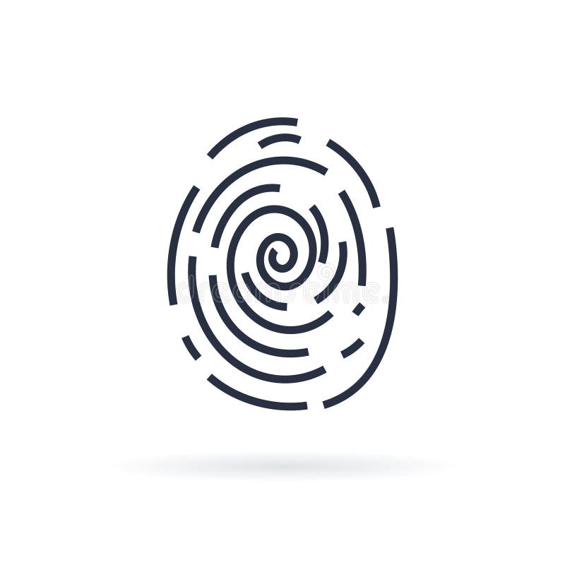 Human finger print icon on white background. Vector Icon, Isolated Sci-Fi Future Identification stock illustration