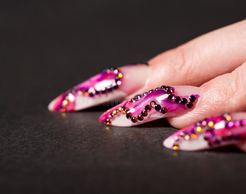 Human Fingers with Long Fingernail Stock Photo Image of girls, bead