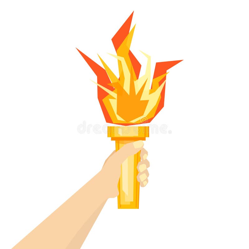 Human Hand with Fire Torch. Vector Stock Vector - Illustration of icon