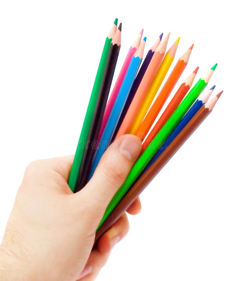 Human hand holding pencils