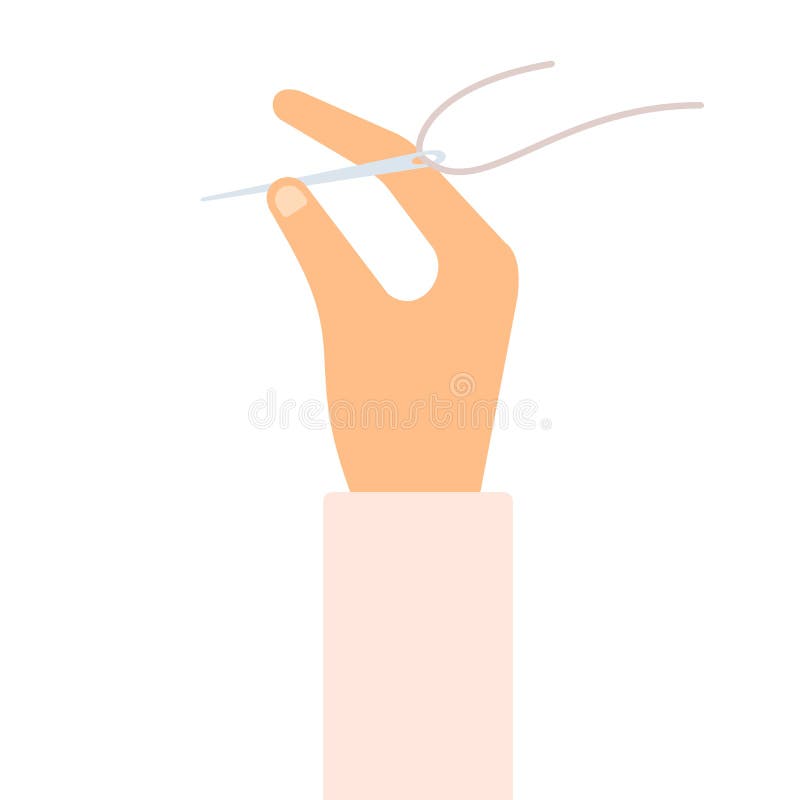 Hand With Needle And Thread Stock Vector - Illustration of fashion ...