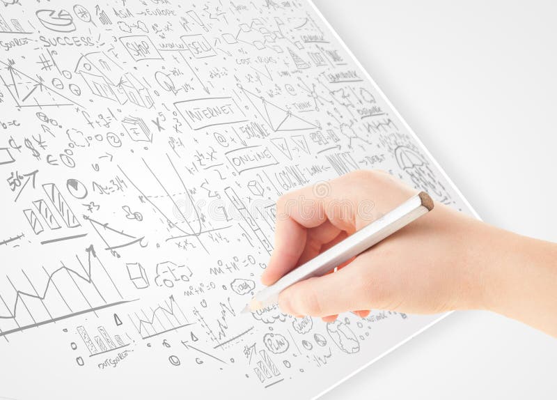 Human Hand Sketching Ideas on a White Paper Stock Photo Image of