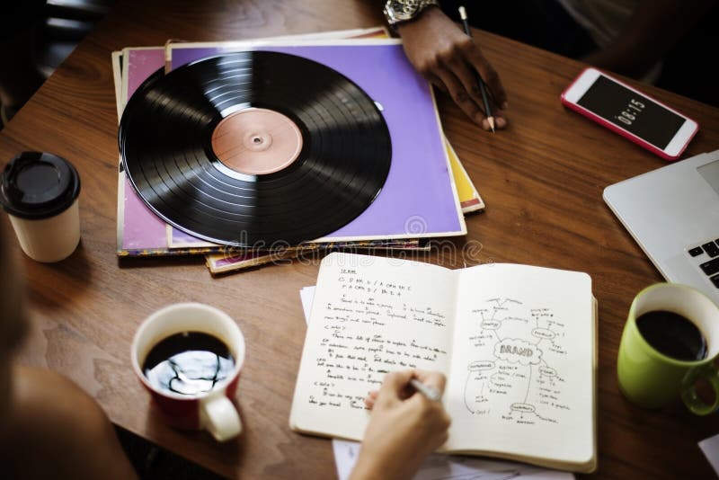Human Hand Writing Notebook Vinyl Record Music Concept