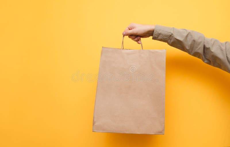 Download Kraft Paper Yellow Shopping Bag Stock Image Image Of Handle Business 131442593 Yellowimages Mockups
