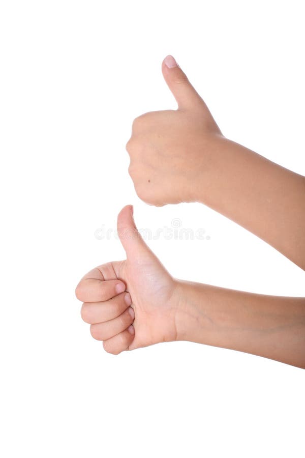 Human hands showing okay sign isolated on white