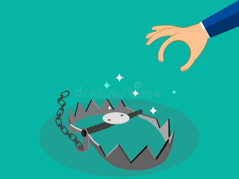 Human Hands and Traps. Deception Concept Vector Illustration Stock