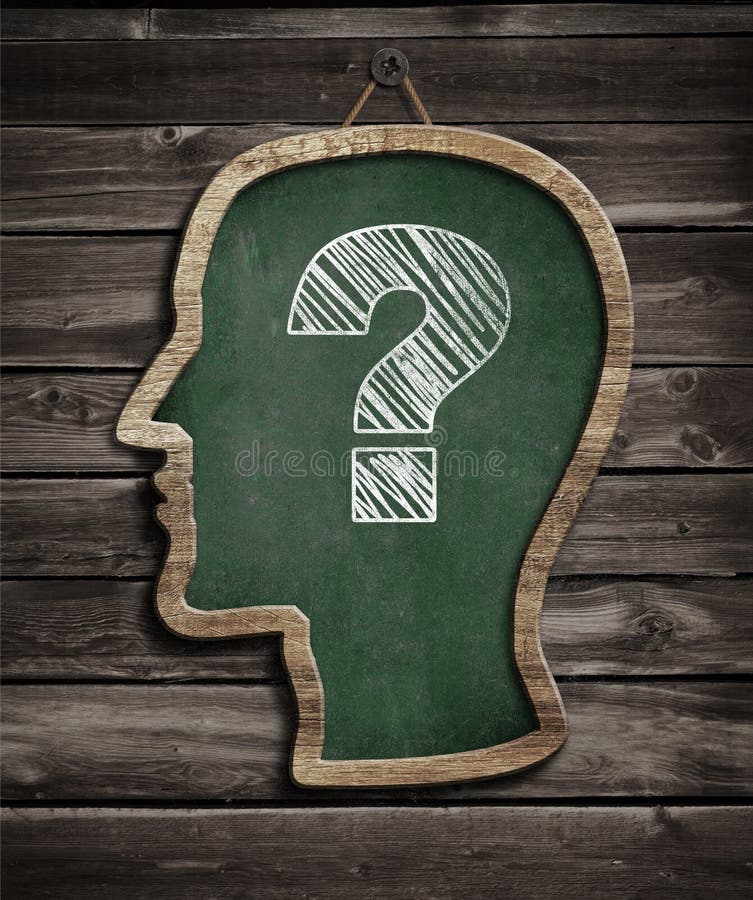 Human head chalkboard and question mark concept