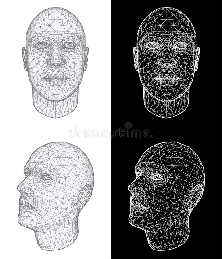 Human head 3D render stock illustration. Illustration of clipping