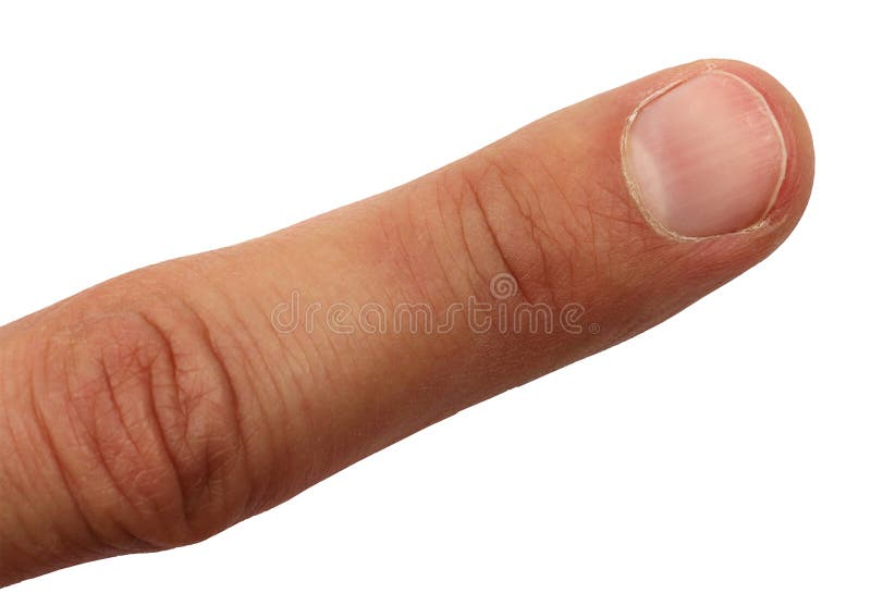 Human index finger on white background, isolated