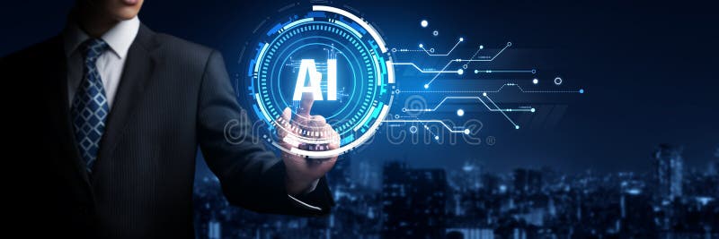 Human interact with AI artificial intelligence brain processor in concept of AI artificial intelligence engineering, big data and AI machine learning to use generative AI for business support. NLP. Ai algorithm big data stock images, royalty-free photos and pictures
