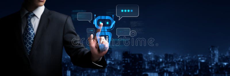 Human interact with AI artificial intelligence virtual assistant FaaS stock photos