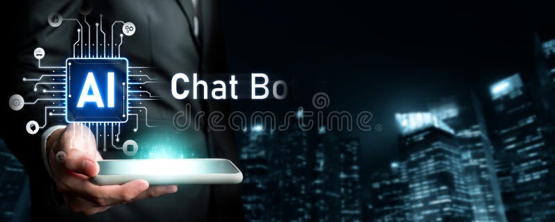 Human interact with AI artificial intelligence virtual assistant FaaS stock photography