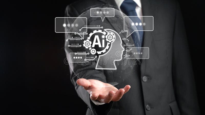 Human interact with AI artificial intelligence virtual assistant FaaS stock photos