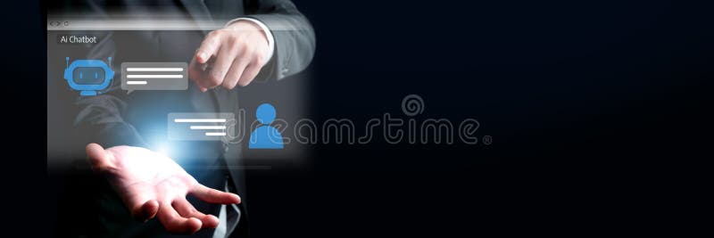 Human interact with AI artificial intelligence virtual assistant FaaS stock photos