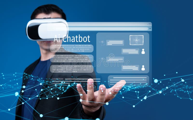Human interact with AI artificial intelligence virtual assistant FaaS royalty free stock photography