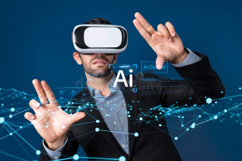 Human interact with AI artificial intelligence virtual assistant FaaS stock photos