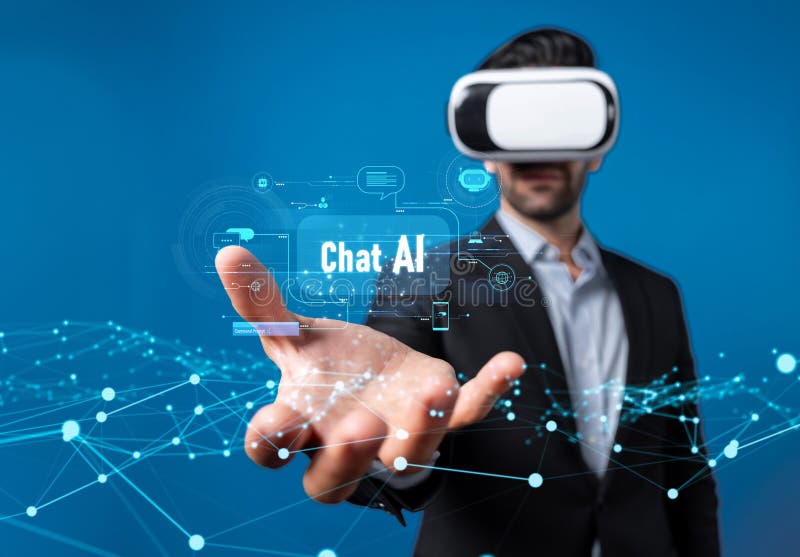 Human interact with AI artificial intelligence virtual assistant FaaS stock image