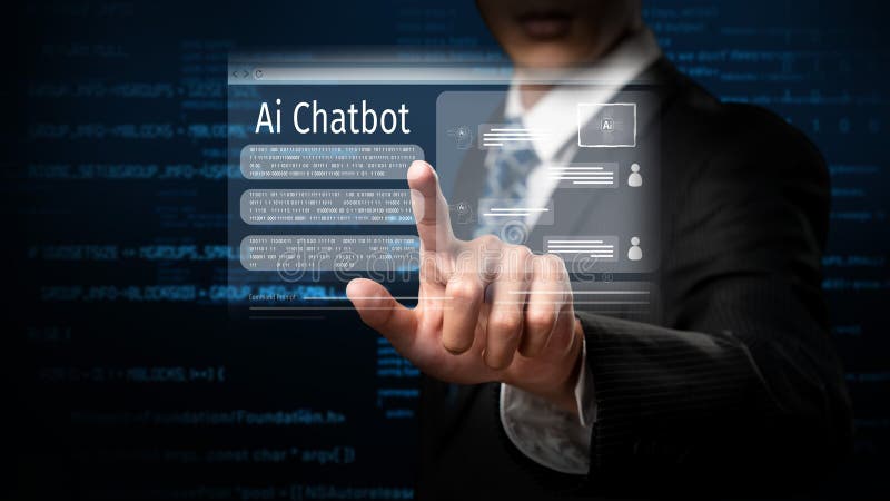Human interact with AI artificial intelligence virtual assistant FaaS royalty free stock images