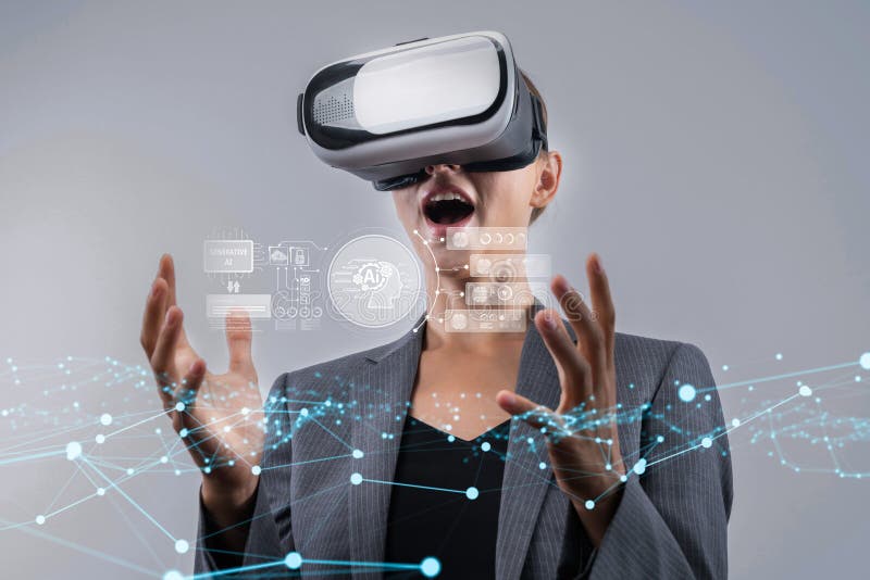 Human interact with AI artificial intelligence virtual assistant FaaS stock images