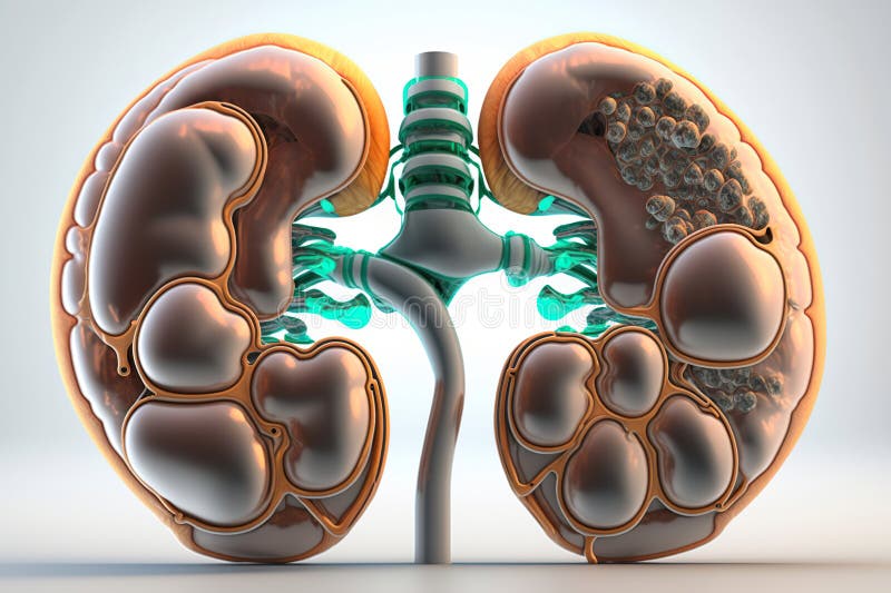 Human Kidney Cross Section on Scientific Background. Generative Ai ...